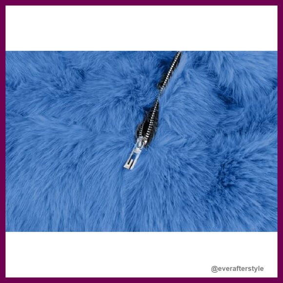 Fluffy Faux Fur Cropped Jacket Zip Up Puffer Winter Warm Chic Y2K - Picture 7 of 8